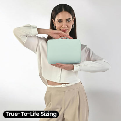 Compact Hanging Toiletry Bag with TSA Approved Detachable Pouch, Compact Travel Size, Travel Toiletry Bag, Water Resistant, Premium Nylon, Travel Size Toiletries, Cosmetic Makeup Bag (Light Blue)