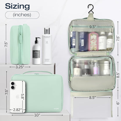 Compact Hanging Toiletry Bag with TSA Approved Detachable Pouch, Compact Travel Size, Travel Toiletry Bag, Water Resistant, Premium Nylon, Travel Size Toiletries, Cosmetic Makeup Bag (Light Blue)