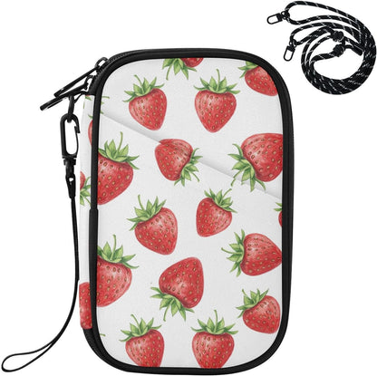 Strawberry Family Passport Holder for Travel | Document Organizer with Detachable Strap Holds 5 Passports for Men Women, Portable Case for Vacation Trip