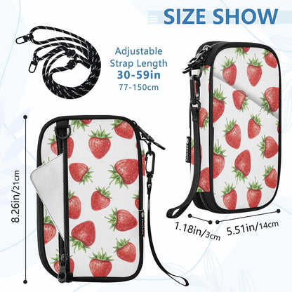 Strawberry Family Passport Holder for Travel | Document Organizer with Detachable Strap Holds 5 Passports for Men Women, Portable Case for Vacation Trip