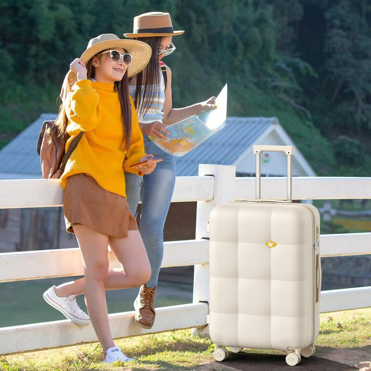 Carry On Luggage 22x14x9 Airline Approved | 20" Durable Polycarbonate Hard Shell Suitcase with TSA Lock & 360° Spinner Wheels (Black)