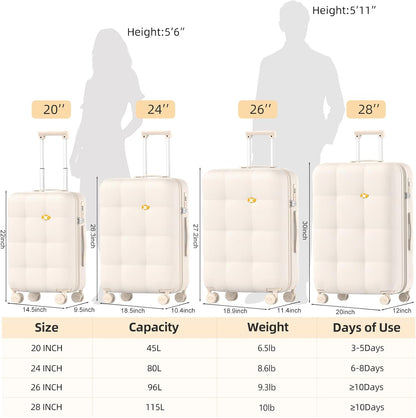 Carry On Luggage 22x14x9 Airline Approved | 20" Durable Polycarbonate Hard Shell Suitcase with TSA Lock & 360° Spinner Wheels (Black)