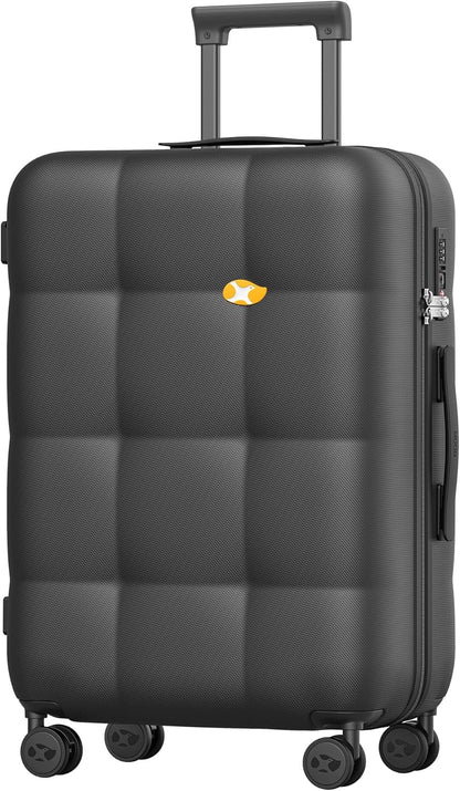 Carry On Luggage 22x14x9 Airline Approved | 20" Durable Polycarbonate Hard Shell Suitcase with TSA Lock & 360° Spinner Wheels (Black)