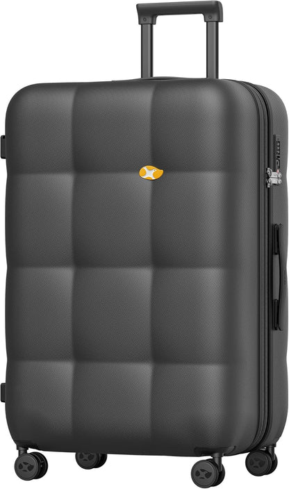 Carry On Luggage 22x14x9 Airline Approved | 20" Durable Polycarbonate Hard Shell Suitcase with TSA Lock & 360° Spinner Wheels (Black)