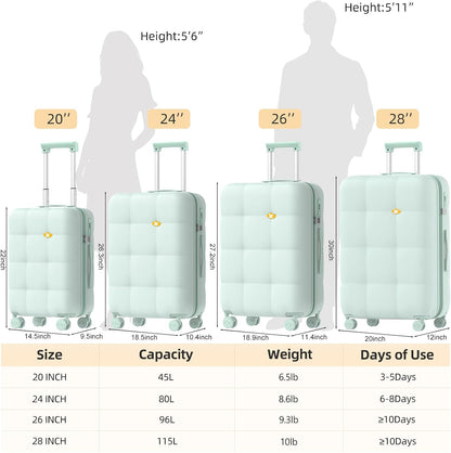 Carry On Luggage 22x14x9 Airline Approved | 20" Durable Polycarbonate Hard Shell Suitcase with TSA Lock & 360° Spinner Wheels (Black)