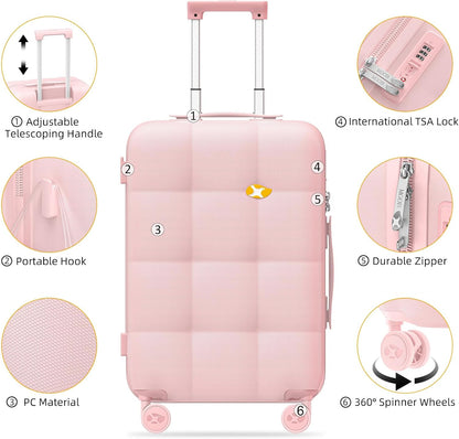 Carry On Luggage 22x14x9 Airline Approved | 20" Durable Polycarbonate Hard Shell Suitcase with TSA Lock & 360° Spinner Wheels (Black)