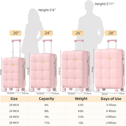 Carry On Luggage 22x14x9 Airline Approved | 20" Durable Polycarbonate Hard Shell Suitcase with TSA Lock & 360° Spinner Wheels (Black)