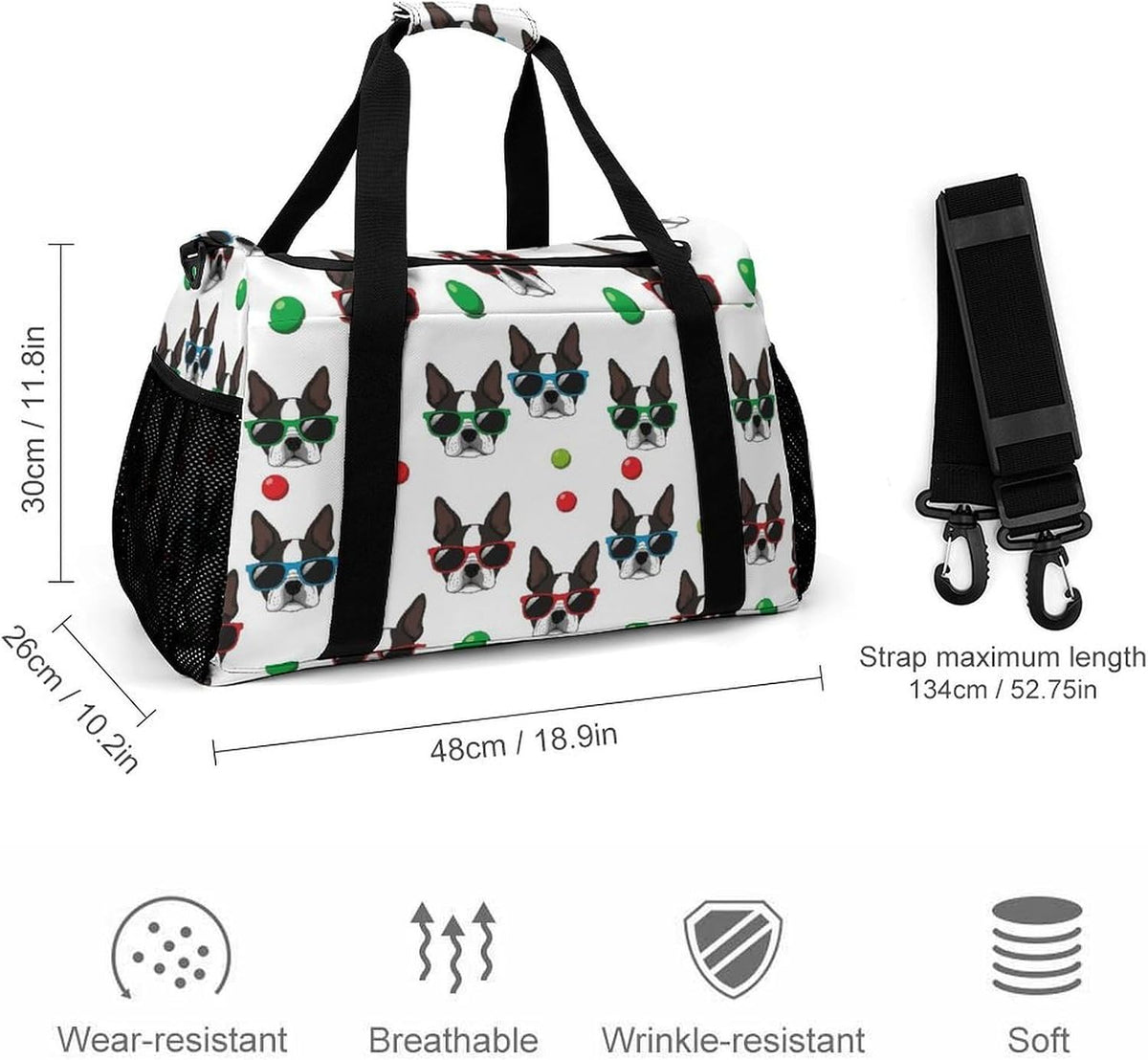 Large Sports Bag Gym Duffel for Travel Weekender Overnight Trip Simple Functional Layout