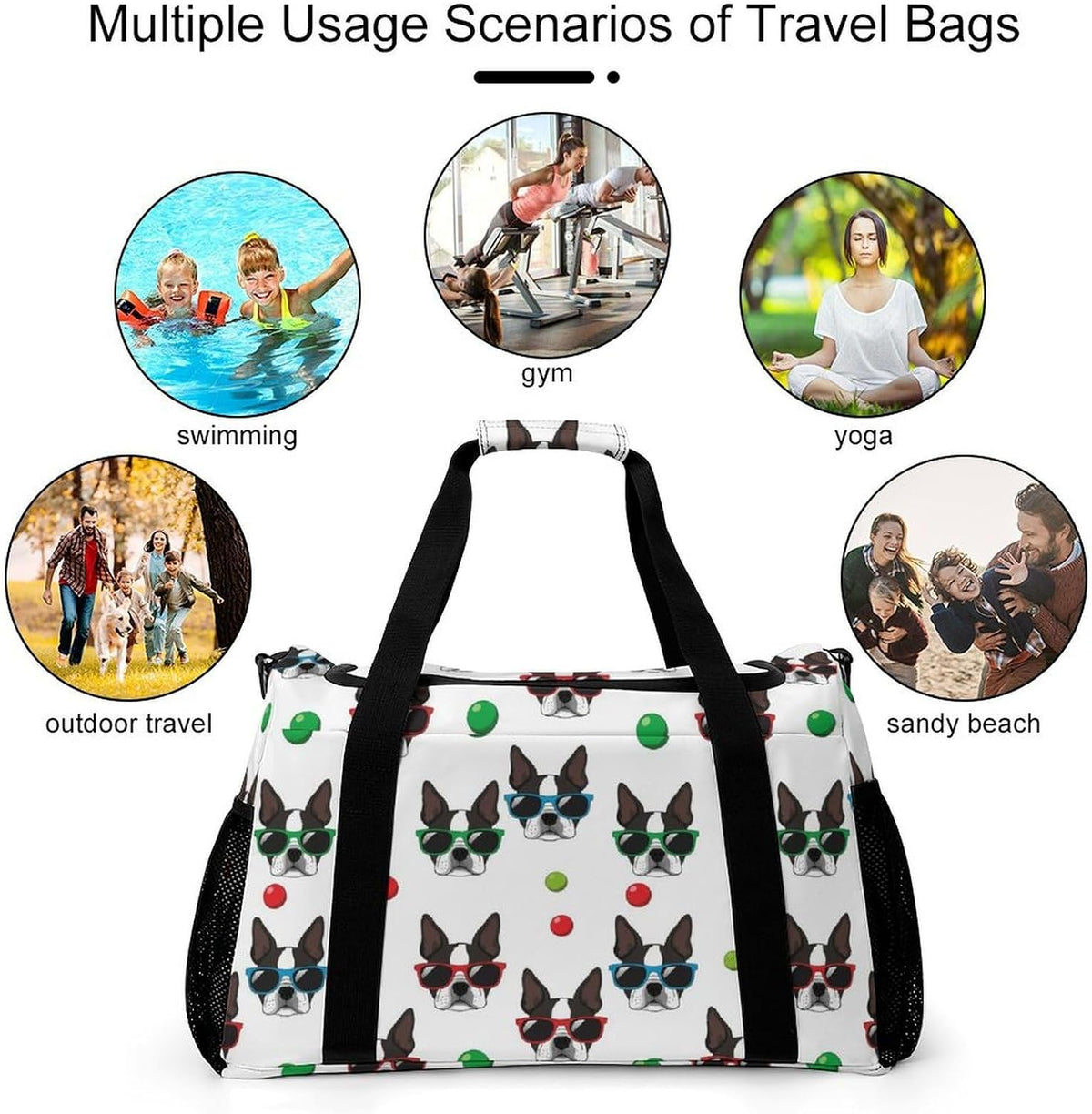 Large Sports Bag Gym Duffel for Travel Weekender Overnight Trip Simple Functional Layout