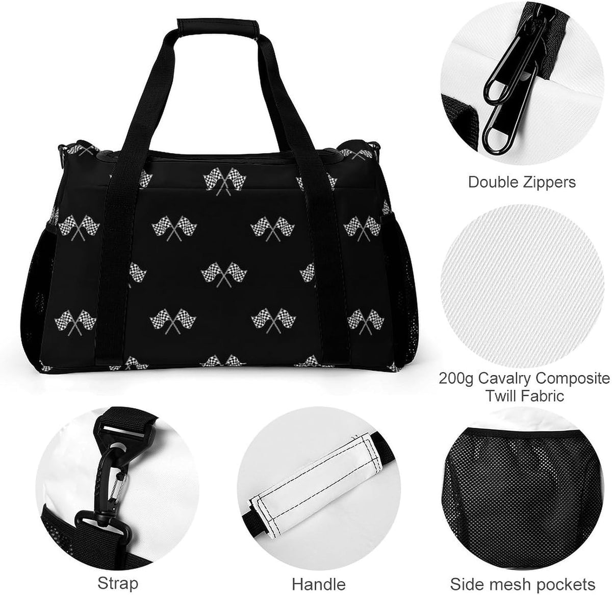 Large Sports Bag Gym Duffel for Travel Weekender Overnight Trip Simple Functional Layout