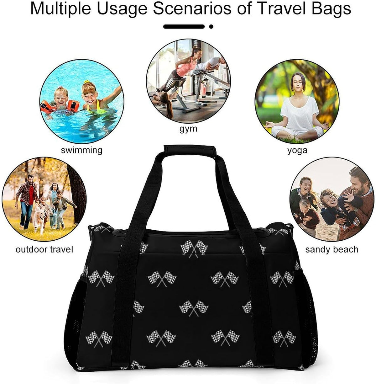 Large Sports Bag Gym Duffel for Travel Weekender Overnight Trip Simple Functional Layout