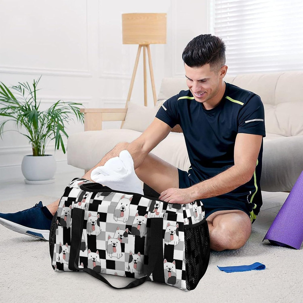 Large Sports Bag Gym Duffel for Travel Weekender Overnight Trip Simple Functional Layout
