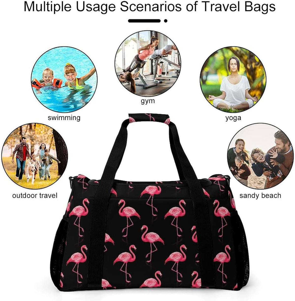 Large Sports Bag Gym Duffel for Travel Weekender Overnight Trip Simple Functional Layout