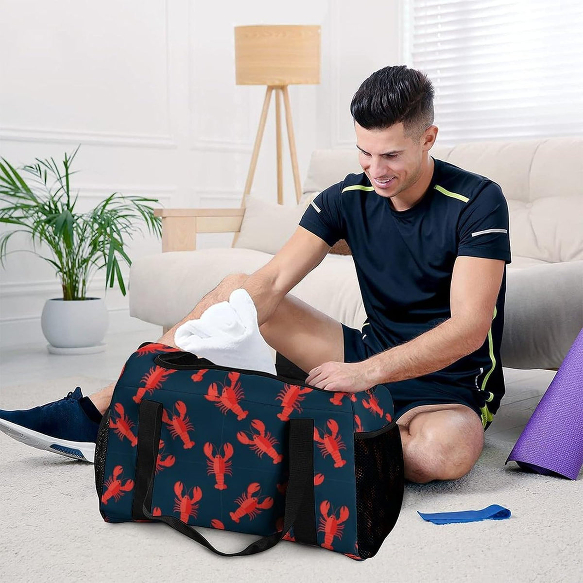 Large Sports Bag Gym Duffel for Travel Weekender Overnight Trip Simple Functional Layout