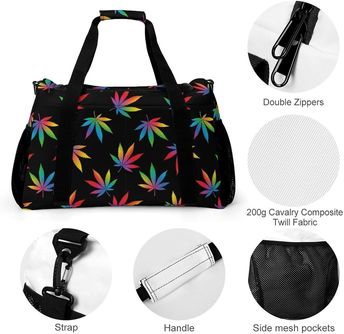 Large Sports Bag Gym Duffel for Travel Weekender Overnight Trip Simple Functional Layout