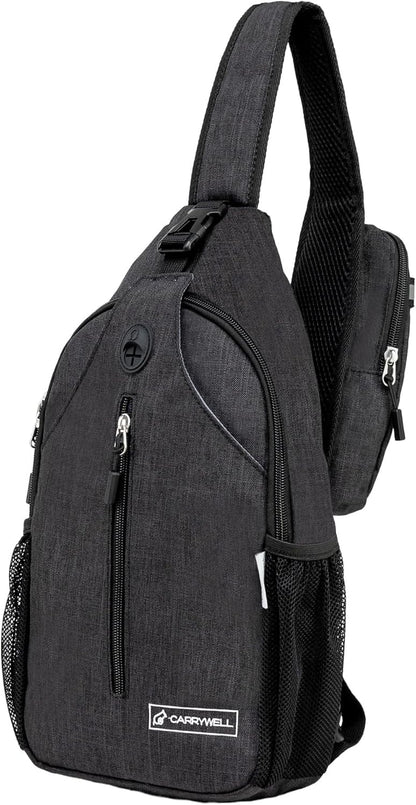 (Not Made In China) Crossbody Sling Backpack, Small Daypack For Travel, Hiking, Anti-Theft Chest Bag, Lightweight