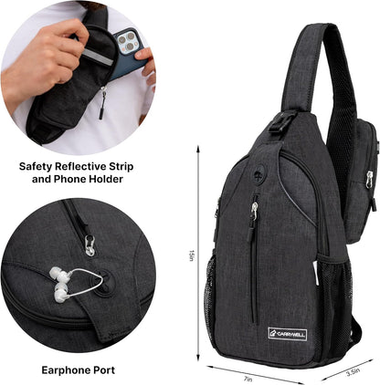 (Not Made In China) Crossbody Sling Backpack, Small Daypack For Travel, Hiking, Anti-Theft Chest Bag, Lightweight