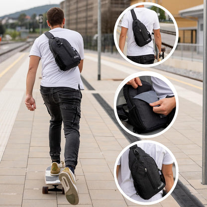 (Not Made In China) Crossbody Sling Backpack, Small Daypack For Travel, Hiking, Anti-Theft Chest Bag, Lightweight