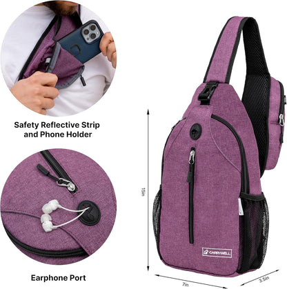 (Not Made In China) Crossbody Sling Backpack, Small Daypack For Travel, Hiking, Anti-Theft Chest Bag, Lightweight