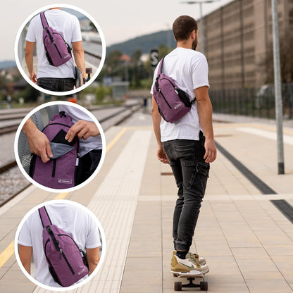 (Not Made In China) Crossbody Sling Backpack, Small Daypack For Travel, Hiking, Anti-Theft Chest Bag, Lightweight