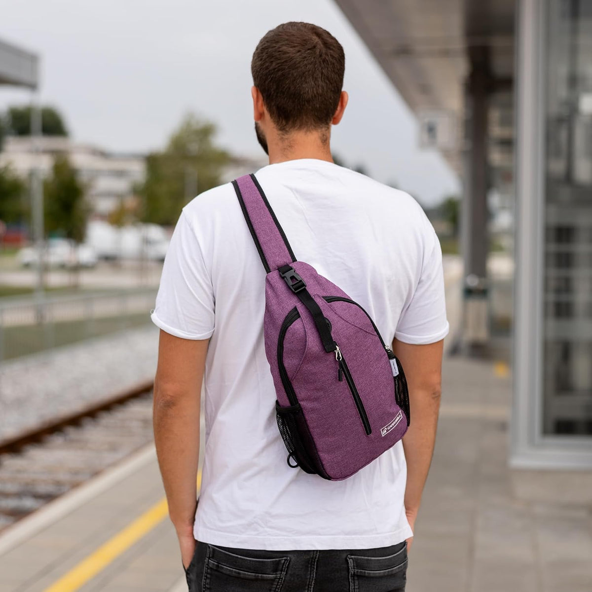 (Not Made In China) Crossbody Sling Backpack, Small Daypack For Travel, Hiking, Anti-Theft Chest Bag, Lightweight