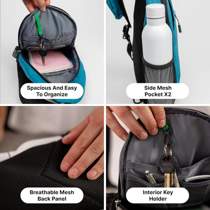 (Not Made In China) Crossbody Sling Backpack, Small Daypack For Travel, Hiking, Anti-Theft Chest Bag, Lightweight