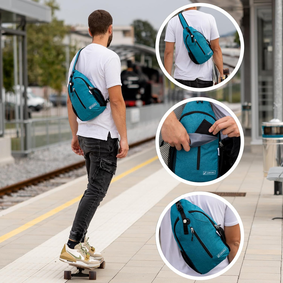 (Not Made In China) Crossbody Sling Backpack, Small Daypack For Travel, Hiking, Anti-Theft Chest Bag, Lightweight