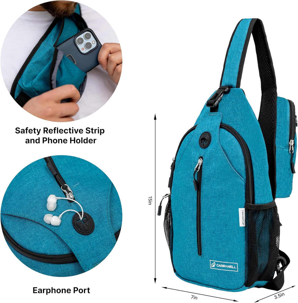 (Not Made In China) Crossbody Sling Backpack, Small Daypack For Travel, Hiking, Anti-Theft Chest Bag, Lightweight