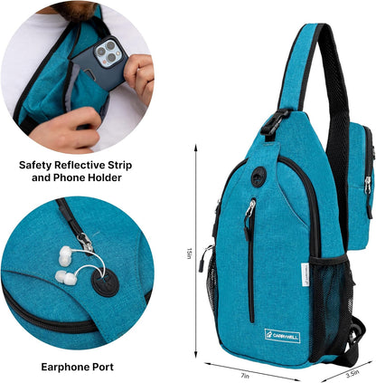 (Not Made In China) Crossbody Sling Backpack, Small Daypack For Travel, Hiking, Anti-Theft Chest Bag, Lightweight