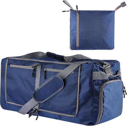 60L Duffle Bag with Shoes Compartment - Foldable&Large Capacity Travel Duffel Bags, Lightweight & Water-Resistant Gym Bag - Rose
