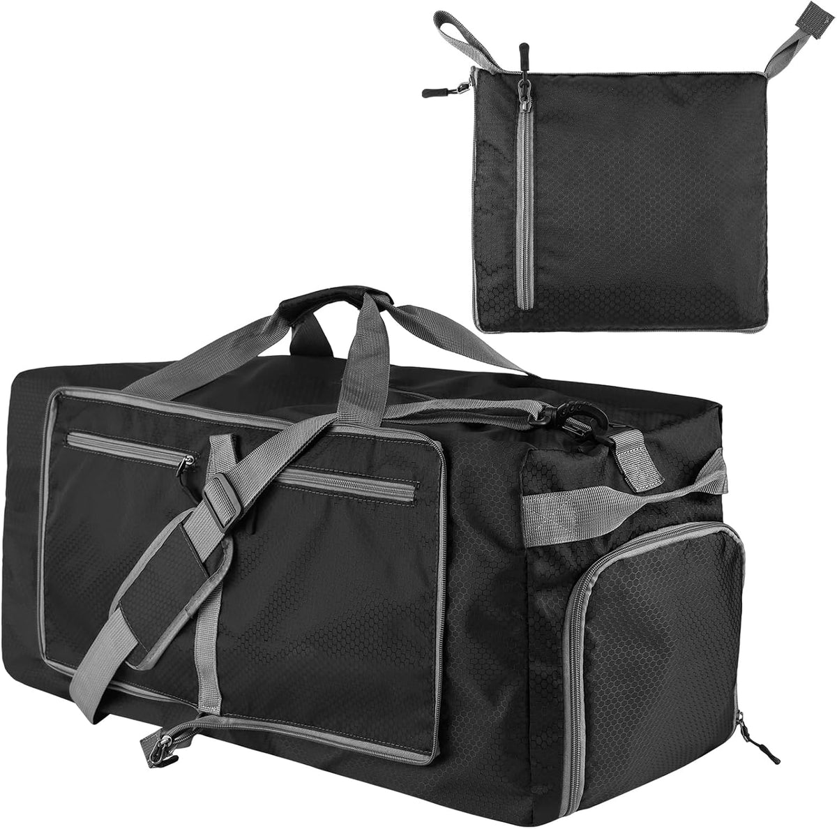 60L Duffle Bag with Shoes Compartment - Foldable&Large Capacity Travel Duffel Bags, Lightweight & Water-Resistant Gym Bag - Rose