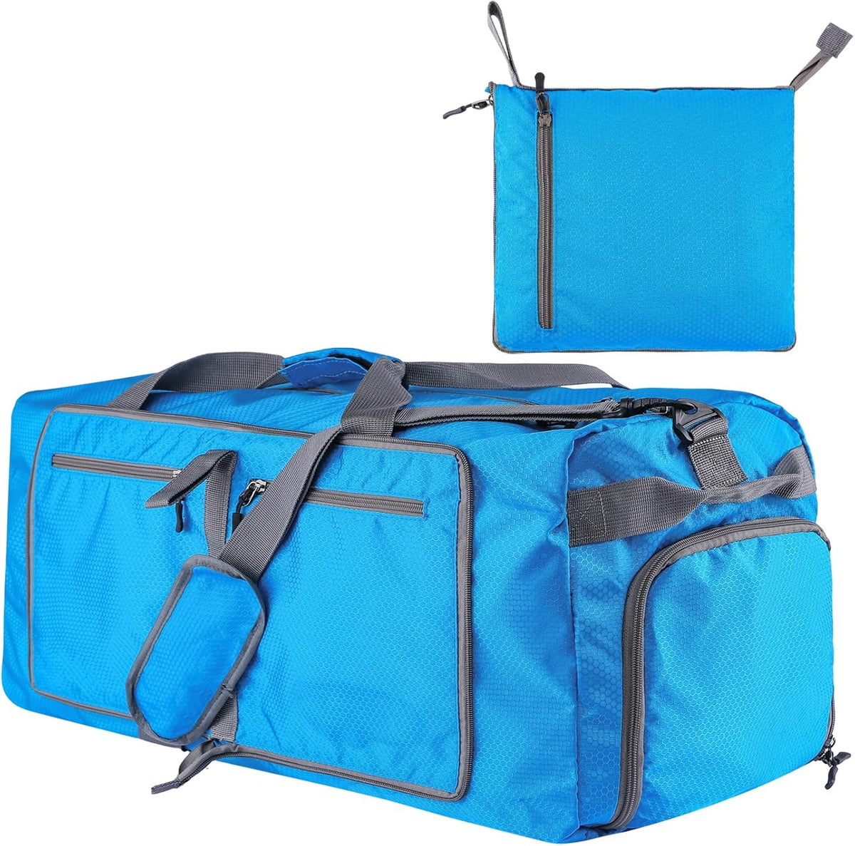 60L Duffle Bag with Shoes Compartment - Foldable&Large Capacity Travel Duffel Bags, Lightweight & Water-Resistant Gym Bag - Rose