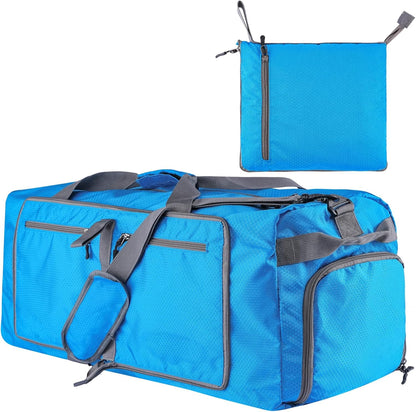 60L Duffle Bag with Shoes Compartment - Foldable&Large Capacity Travel Duffel Bags, Lightweight & Water-Resistant Gym Bag - Rose