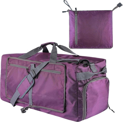 60L Duffle Bag with Shoes Compartment - Foldable&Large Capacity Travel Duffel Bags, Lightweight & Water-Resistant Gym Bag - Rose