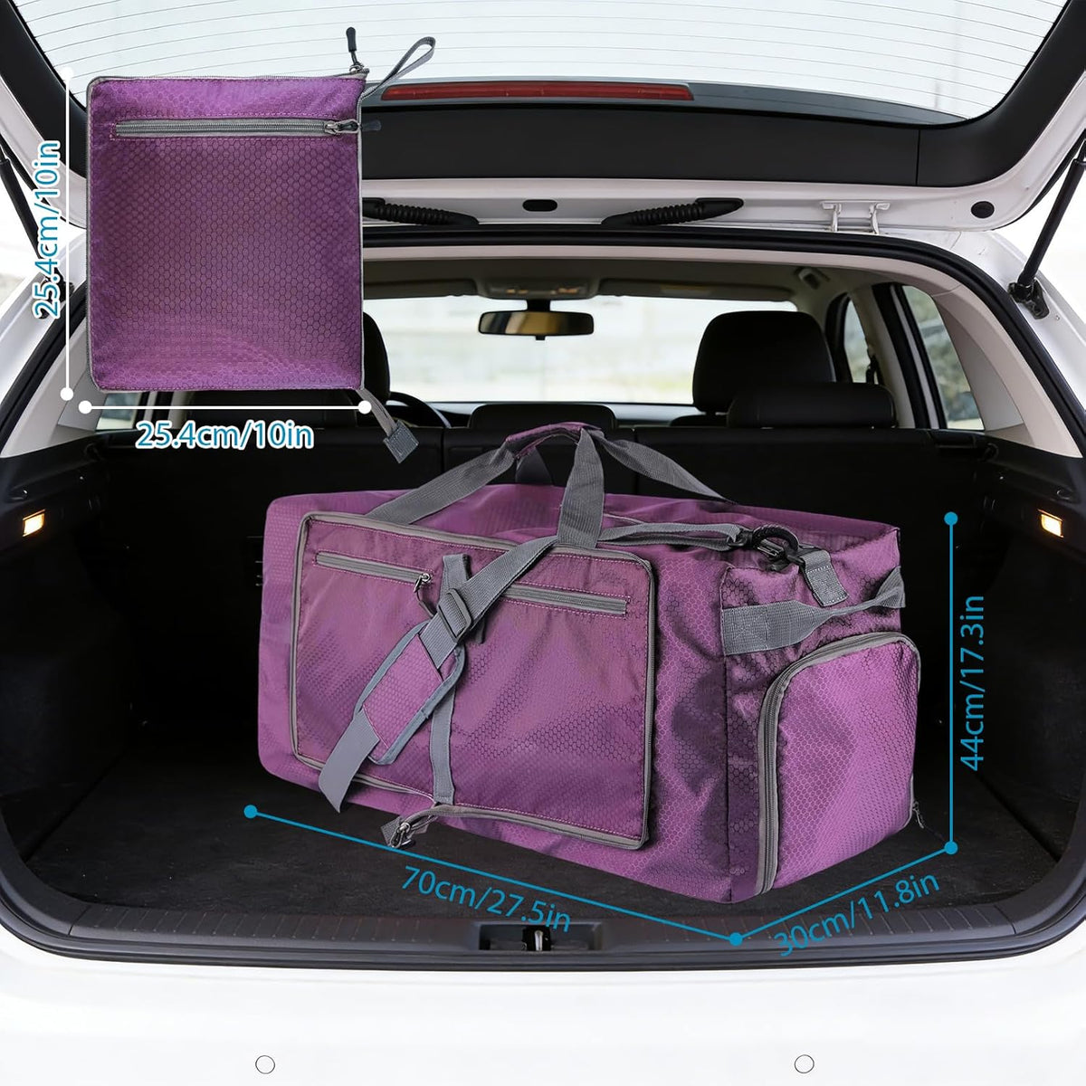 60L Duffle Bag with Shoes Compartment - Foldable&Large Capacity Travel Duffel Bags, Lightweight & Water-Resistant Gym Bag - Rose