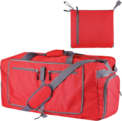 60L Duffle Bag with Shoes Compartment - Foldable&Large Capacity Travel Duffel Bags, Lightweight & Water-Resistant Gym Bag - Rose