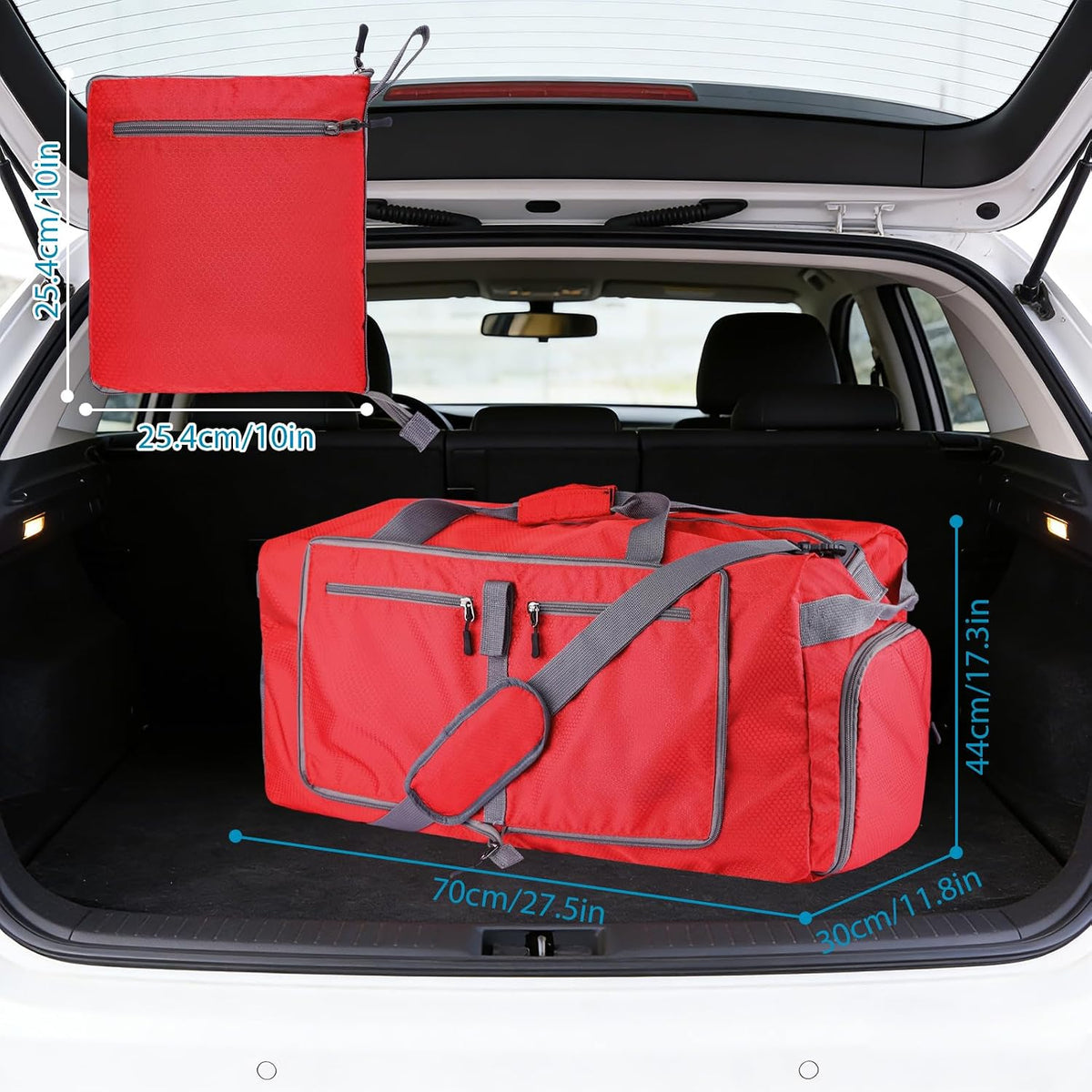 60L Duffle Bag with Shoes Compartment - Foldable&Large Capacity Travel Duffel Bags, Lightweight & Water-Resistant Gym Bag - Rose