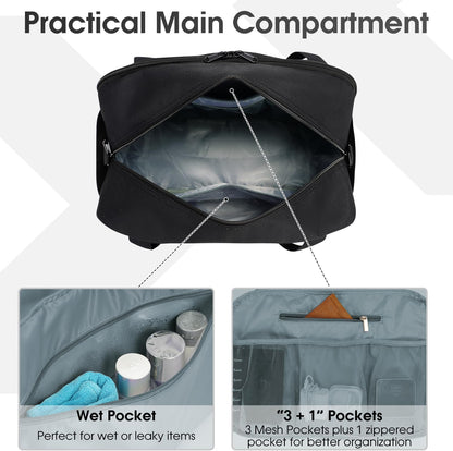 18" Carry on Bag with Laptop Compartment 14 Inch Travel Duffel Bag for Spirit Airlines Personal Item Bag Overnight Weekender Bag with Wet Pocket for Women and Men (Black)
