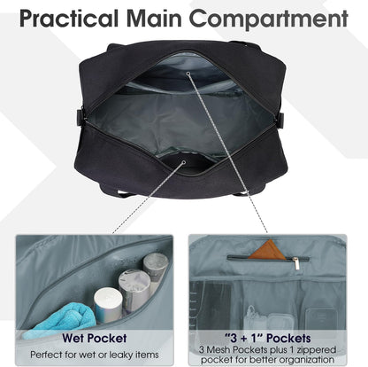18" Carry on Bag with Laptop Compartment 14 Inch Travel Duffel Bag for Spirit Airlines Personal Item Bag Overnight Weekender Bag with Wet Pocket for Women and Men (Black)