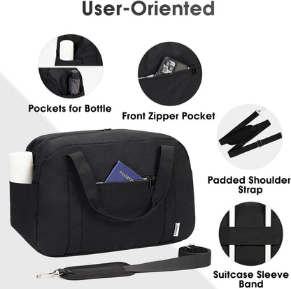 18" Carry on Bag with Laptop Compartment 14 Inch Travel Duffel Bag for Spirit Airlines Personal Item Bag Overnight Weekender Bag with Wet Pocket for Women and Men (Black)