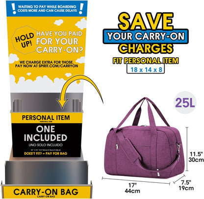 18" Carry on Bag with Laptop Compartment 14 Inch Travel Duffel Bag for Spirit Airlines Personal Item Bag Overnight Weekender Bag with Wet Pocket for Women and Men (Black)