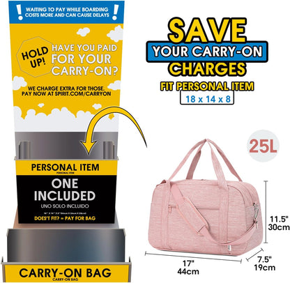 18" Carry on Bag with Laptop Compartment 14 Inch Travel Duffel Bag for Spirit Airlines Personal Item Bag Overnight Weekender Bag with Wet Pocket for Women and Men (Black)