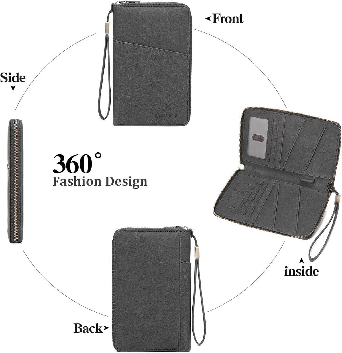 Family Passport Holder Wallet RFID Blocking Zippered Passport Wallet,Women and Men Travel Wallet Ladies Passport Cover