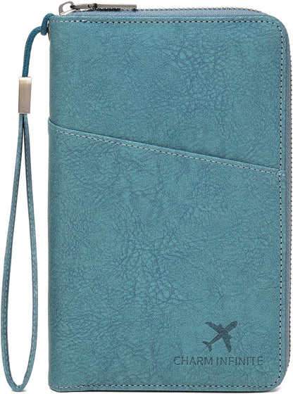 Family Passport Holder Wallet RFID Blocking Zippered Passport Wallet,Women and Men Travel Wallet Ladies Passport Cover