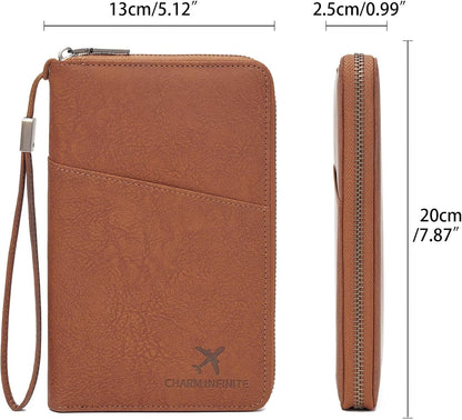 Family Passport Holder Wallet RFID Blocking Zippered Passport Wallet,Women and Men Travel Wallet Ladies Passport Cover