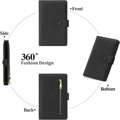 Family Passport Holder Wallet RFID Blocking Zippered Passport Wallet,Women and Men Travel Wallet Ladies Passport Cover