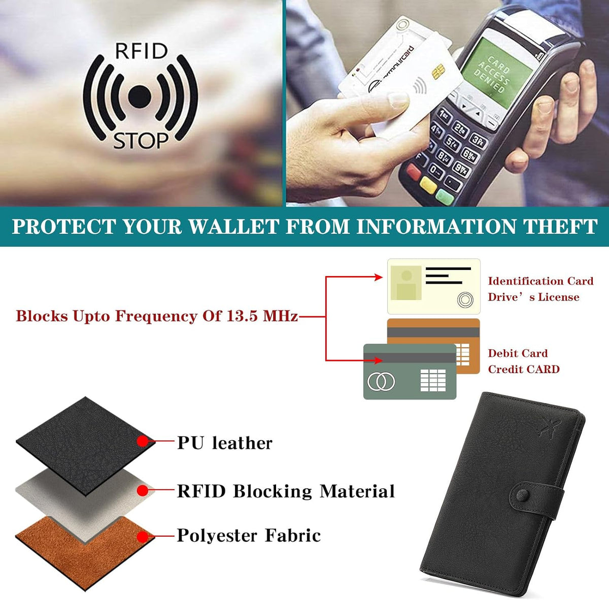 Family Passport Holder Wallet RFID Blocking Zippered Passport Wallet,Women and Men Travel Wallet Ladies Passport Cover