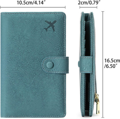 Family Passport Holder Wallet RFID Blocking Zippered Passport Wallet,Women and Men Travel Wallet Ladies Passport Cover