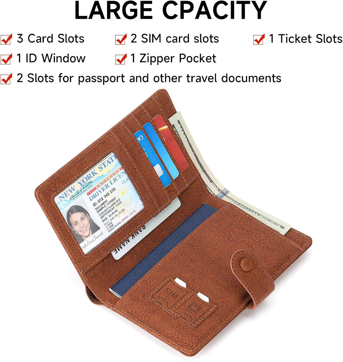 Family Passport Holder Wallet RFID Blocking Zippered Passport Wallet,Women and Men Travel Wallet Ladies Passport Cover