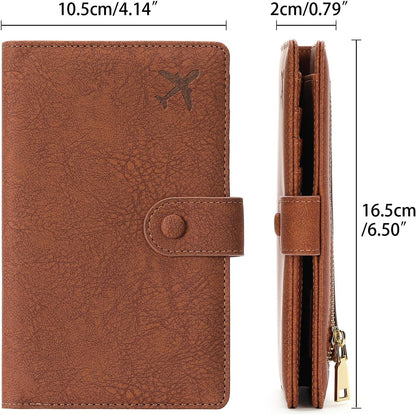 Family Passport Holder Wallet RFID Blocking Zippered Passport Wallet,Women and Men Travel Wallet Ladies Passport Cover
